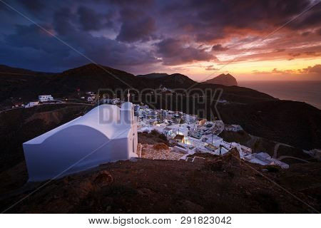 View Of Chora Village On Anafi Island In Greece.