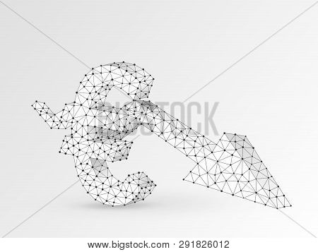 Euro Currency Downtrend Arrow Chart. Business Polygonal Vector Origami 3d Illustration. Low Poly Suc