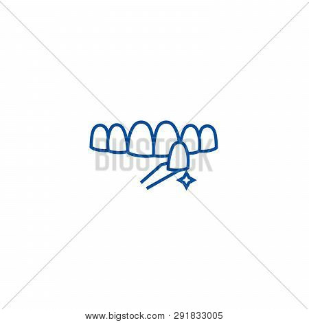 Teeth False Line Icon Concept. Teeth False Flat  Vector Symbol, Sign, Outline Illustration.