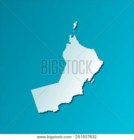 Vector Isolated Illustration Icon With Simplified Map Of Sultanate Of Oman. Blue  Silhouette, Backgr