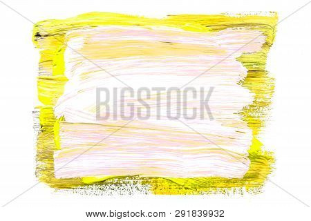 Abstraction For The Background, Rectangular Pattern Of Multicolored Paints On A White Isolated Backg
