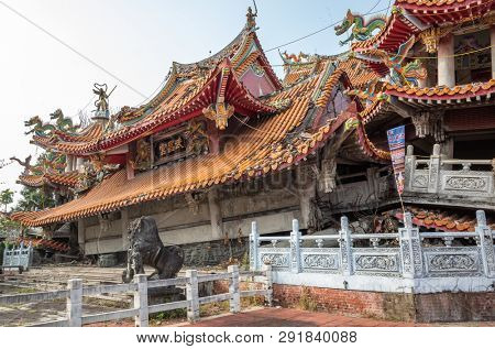 Nantou, Jiji, Taiwan - FEB 27th, 2019: ruins of Wuchanggong temple when earthquake at september 21, 1999