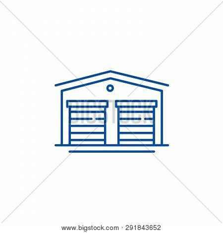Warehouses Line Icon Concept. Warehouses Flat  Vector Symbol, Sign, Outline Illustration.