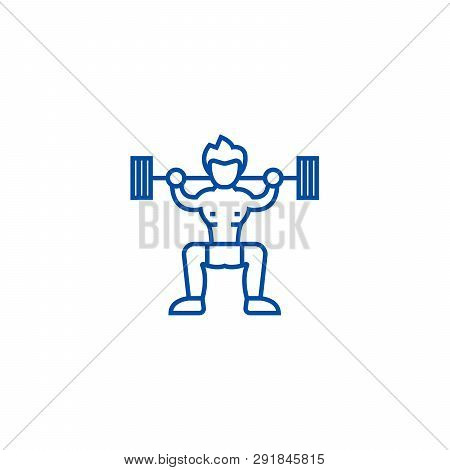 Weightlifter  Line Icon Concept. Weightlifter  Flat  Vector Symbol, Sign, Outline Illustration.