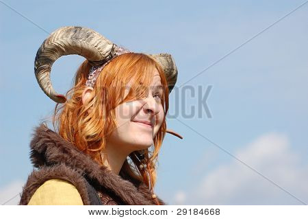 KIEV, UKRAINE - SEPT 19: Participant of Festivale of medieval costume wears historical costume Sep 19, 2010 in Kiev, Ukraine