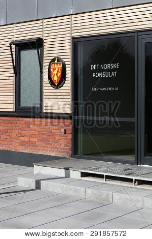 Aarhus, Denmark - September 22, 2018: Consulate Of Norway In The City Of Aarhus, Denmark