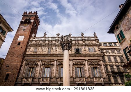 View At The Antique Palazzo Maffei On Piazza Delle Erbe In Verona