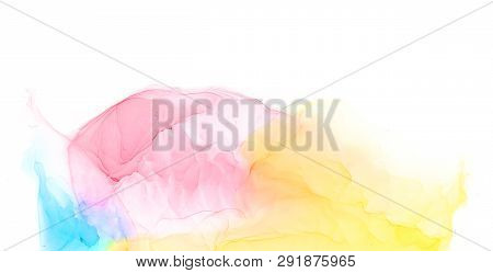 Alcohol Ink Multicolor Texture. Fluid Ink Abstract Background. Art For Design