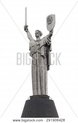 Kiev, Ukraine - March, 2019: The Famous Mother Motherland Monument Also Known As Rodina Mat On A Whi