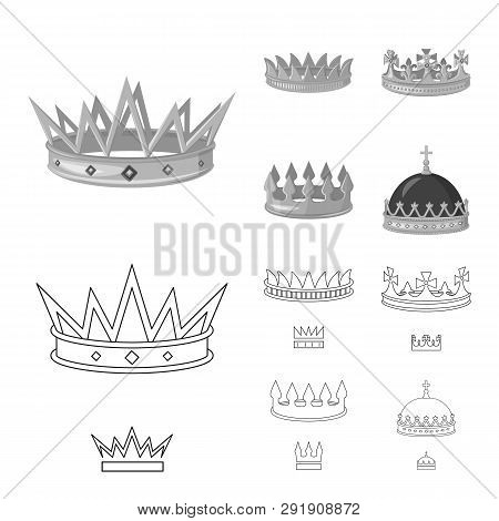 Vector Design Of Medieval And Nobility Sign. Set Of Medieval And Monarchy Stock Vector Illustration.