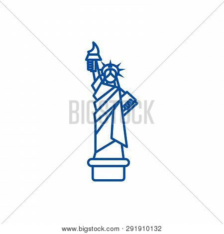 Liberty Statue, New York Line Icon Concept. Liberty Statue, New York Flat  Vector Symbol, Sign, Outl
