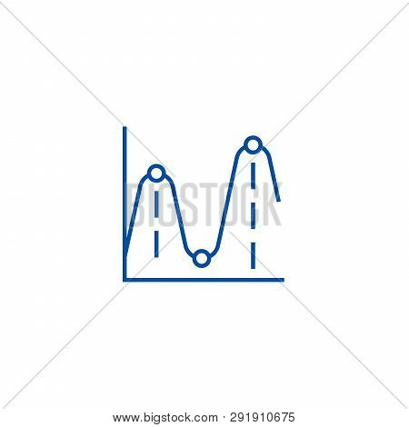 Line Charts, Frequency Graphs Line Icon Concept. Line Charts, Frequency Graphs Flat  Vector Symbol, 