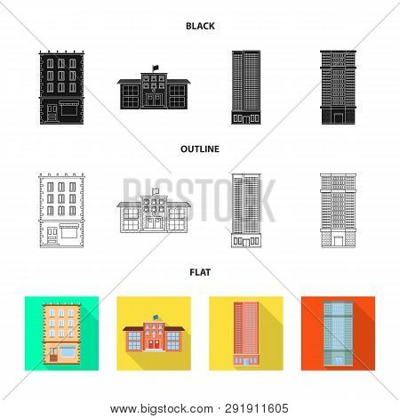 Vector Design Of Municipal And Center Sign. Set Of Municipal And Estate   Stock Vector Illustration.