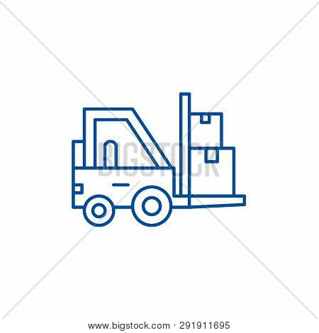 Loader In Stock Line Icon Concept. Loader In Stock Flat  Vector Symbol, Sign, Outline Illustration.