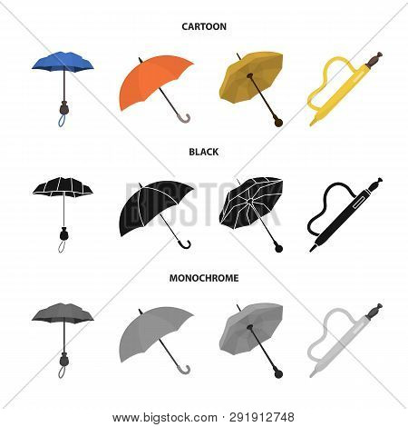 Vector Illustration Of Protection And Closed Sign. Collection Of Protection And Rainy Vector Icon Fo