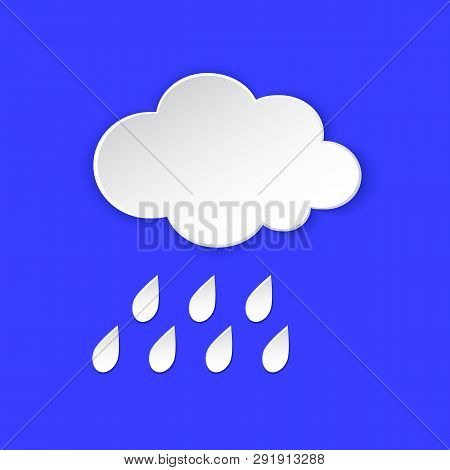 Rain, Cloud Weather Forecast Info Icon. Rainy Cloudy Day, Paper Cut. Climate Weather Element. Tag Fo