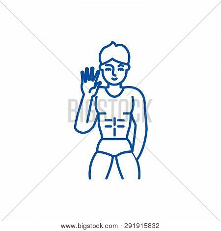 Male Striptease Line Icon Concept. Male Striptease Flat  Vector Symbol, Sign, Outline Illustration.