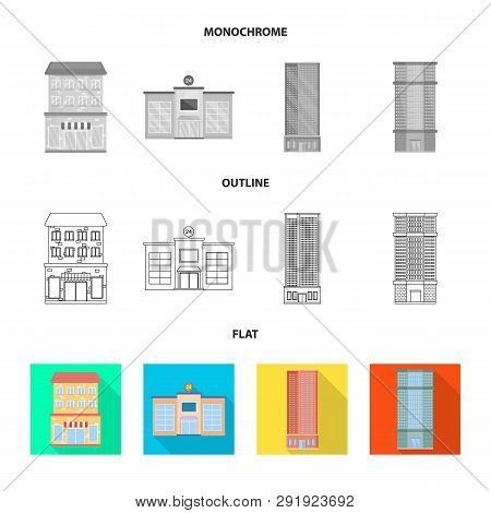 Vector Design Of Municipal And Center Symbol. Set Of Municipal And Estate   Stock Vector Illustratio