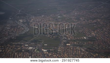 Fiumicino. Italy- March 08; 2019: View Of The City Of Fiumicino From The Aircraft