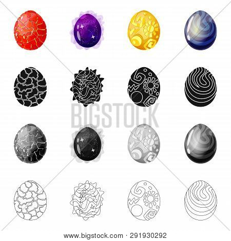 Vector Design Of Animal And Prehistoric Symbol. Set Of Animal And Cute  Vector Icon For Stock.