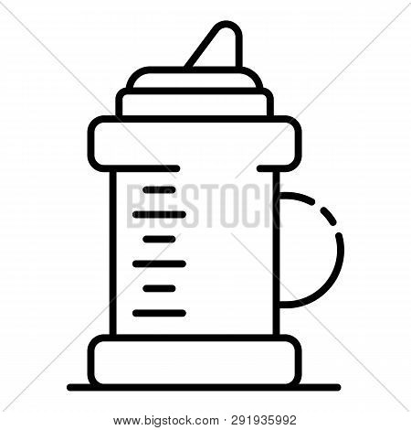 Plastic Sippy Cup Icon. Outline Plastic Sippy Cup Icon For Web Design Isolated On White Background
