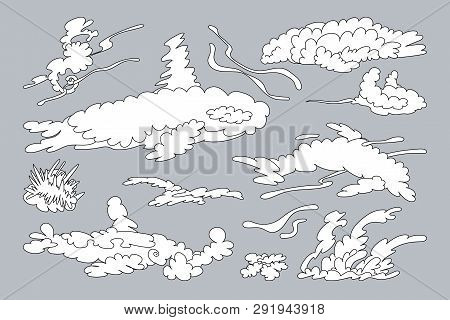 Vector Animal Shaped Cloud. Cartoon Linear Set