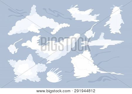Vector Animal Shaped Cloud. Flat Pastel Set