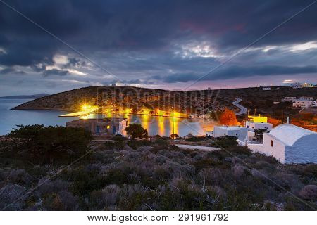 View Of The Harbour On Iraklia Island In Greece.