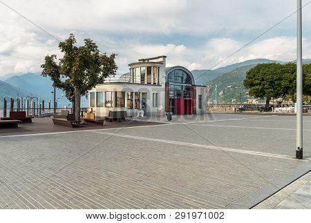 Luino, Varese, Italy - September 10, 2018: Cityscape With Imbarcadero On The Freedom Square In The C