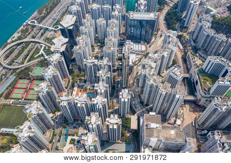 Tai Koo, Hong Kong 19 March 2019: Hong Kong city from top