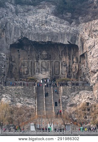Luoyang, Henan/china- January 19, 2019:  Longmen Grottoes Is One Of The 3 Major Buddhist Caves Of Ch