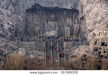 Luoyang, Henan/china- January 19, 2019:  Longmen Grottoes Is One Of The 3 Major Buddhist Caves Of Ch