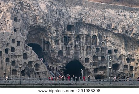 Luoyang, Henan/china- January 19, 2019:  Longmen Grottoes Is One Of The 3 Major Buddhist Caves Of Ch