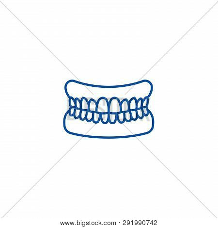 Jaw With Teeth Line Icon Concept. Jaw With Teeth Flat  Vector Symbol, Sign, Outline Illustration.