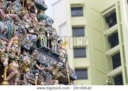 SINGAPORE Ã¢?? JUNE 21: Statues of Sri Veeramakaliamman Temple on June 21, 2009, Singapore. This Hindu temple is in middle of Little India in southern part of city. Temple is dedicated to goddess Kali