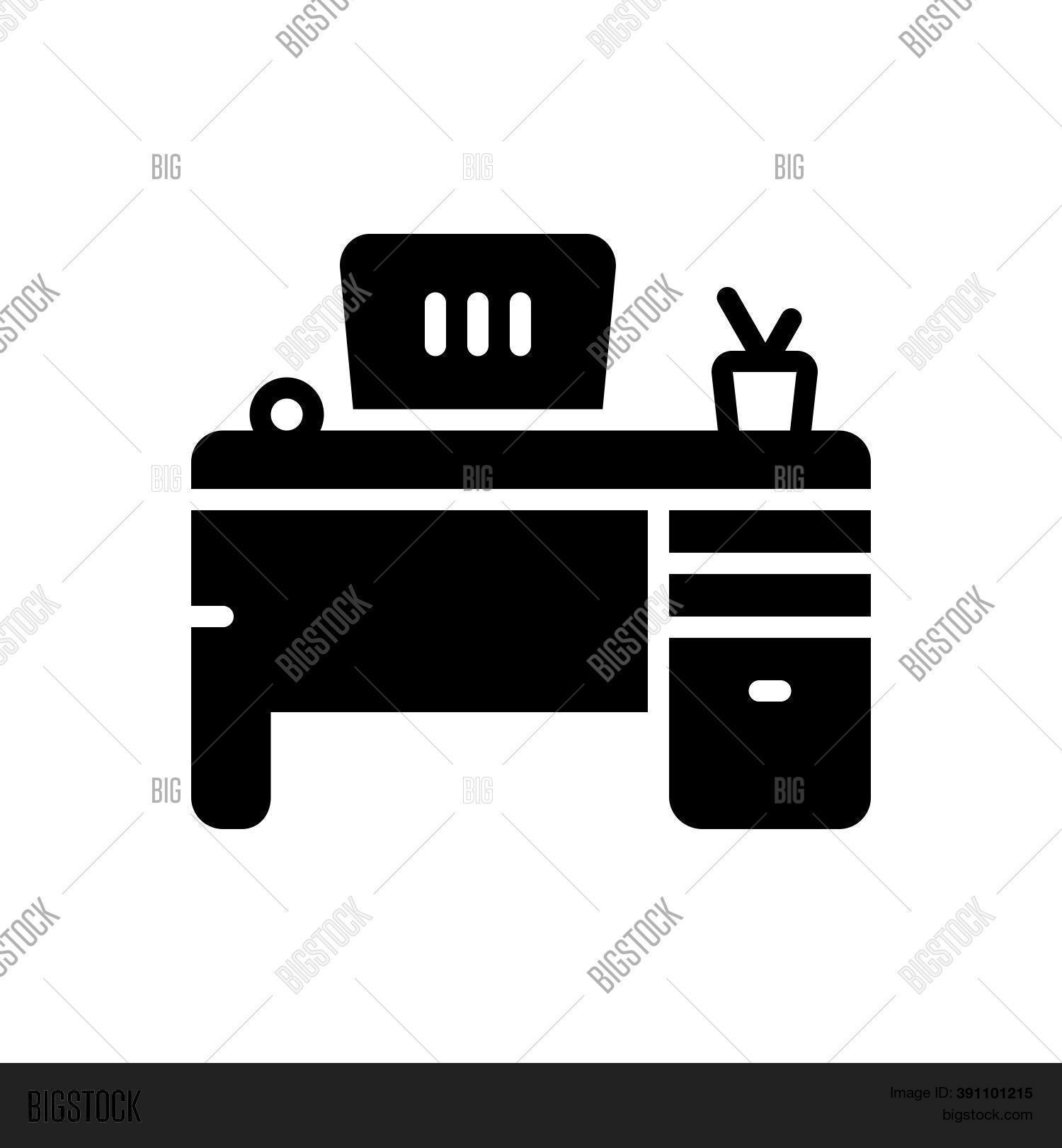 Black Solid Icon Desk Vector & Photo (Free Trial) | Bigstock