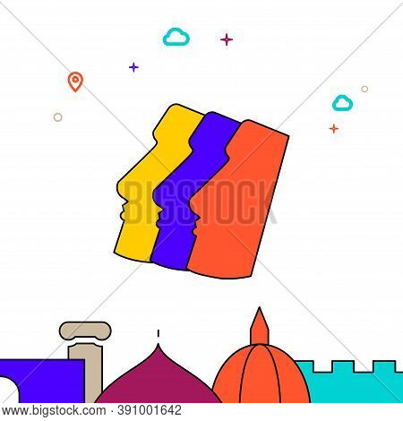 Moai, Easter Island Filled Line Vector Icon, Simple Illustration, World Landmarks Related Bottom Bor