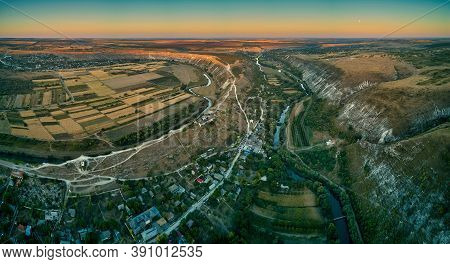 Aerial View Of A Butuceni Village. Old Orhei Is A Historical And Archaeological Complex In The Epony