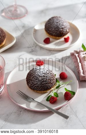 French Traditional Choux Pastry Ball. Choux With Currant Filling And Chantilly Cream.