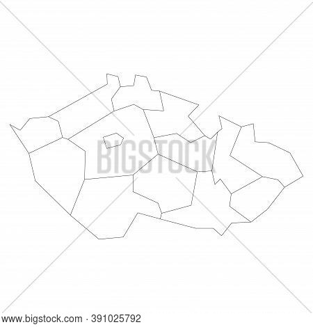 Regions Of The Czech Republic. Map Of Regional Country Administrative Divisions. Blank Black Outline