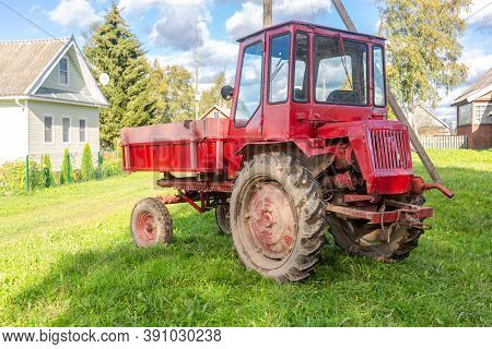 Borovichi, Russia - September 15, 2020: Wheeled Agricultural Tractor Xtz T-16m Manufactured By Khark