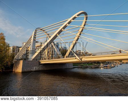 Lazarevsky Bridge Over The Malaya Nevka In Saint Petersburg. Connects Petrogradsky And Krestovsky Is