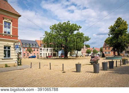 Potsdam - Werder, Germany - July 25, 2020: Market Place On Werder Island, Part Of The Town Of Werder