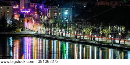 Winter Night In Ternopil, Ukraine