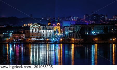 Winter Night In Ternopil, Ukraine