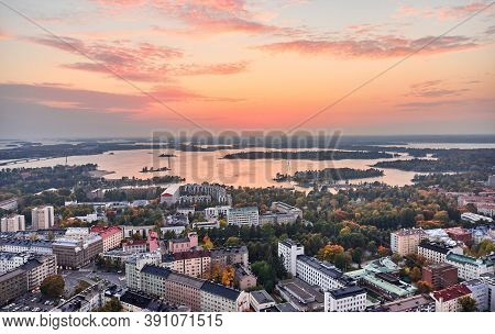 Aerial View Of Taka-töölö Neighborhood Of Helsinki, Finland.