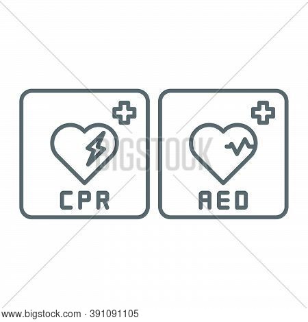 Aed Emergency Defibrillator, Aed Aid Cpr, Vector Icon Symbol Isolated On White Background