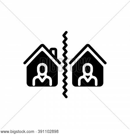 Black Solid Icon For Separate Break-up Divide Distinct Aloof Segregate Split Neighborhood