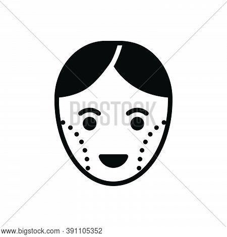Black Solid Icon For Cheek Jowl Attractive Beauty Face Female Frown-lines Cosmetic