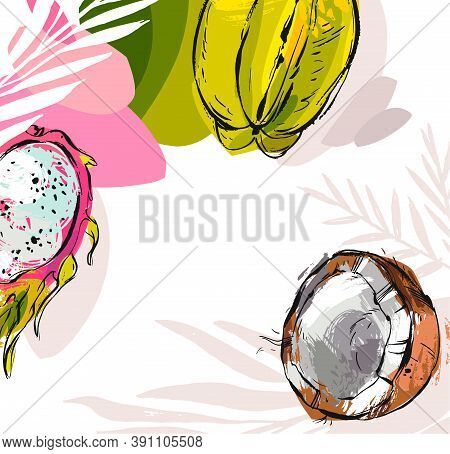 Hand Drawn Vector Abstract Stock Flat Graphic Illustration With Business Card Or Border Template Wit